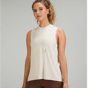 Lululemon modal silk blend tie-front yoga top, size 4, tan. Worn once.